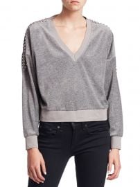 Tapes Cropped V-Neck Sweatshirt at Saks Fifth Avenue